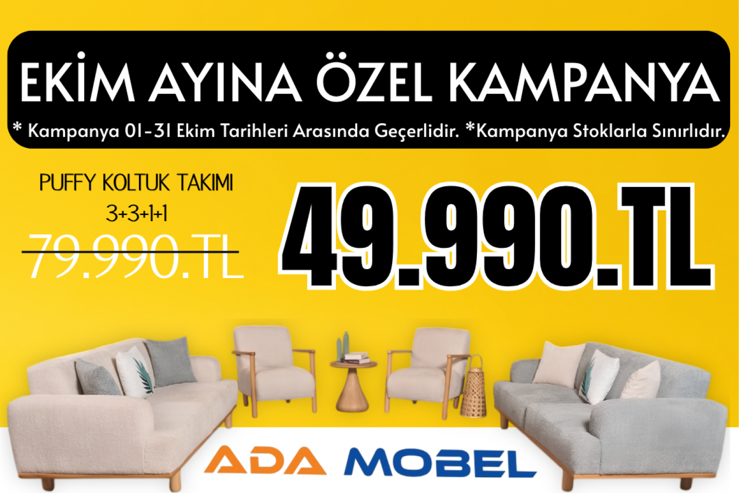Pufy Koltuk Takımı 3+3+1+1